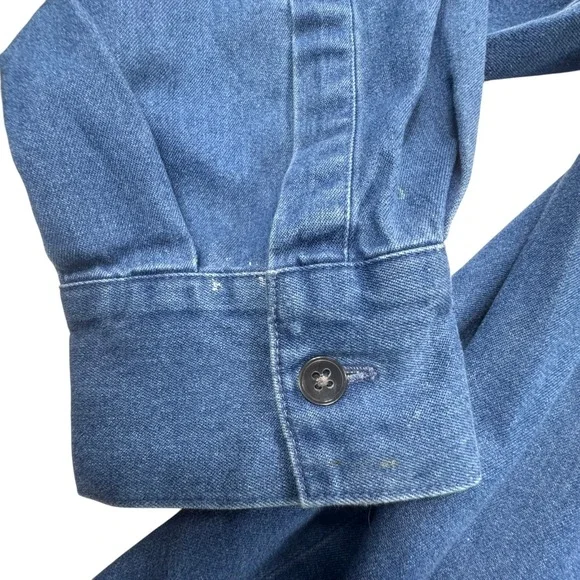 Talbots Chambray Pintuck Button Down Shirt Womens Petite 2X Blue Denim Plus Size - Picture 5 of 12